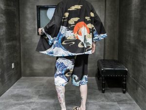 Ensemble Kimono Veste Mer Agité