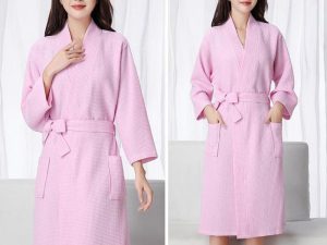 Peignoir Kimono Femme en Satin et Velour